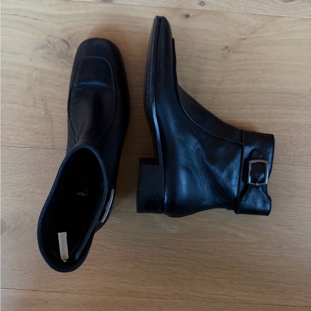 Saint Laurent Black Paris Nino Leather Buckle Boots